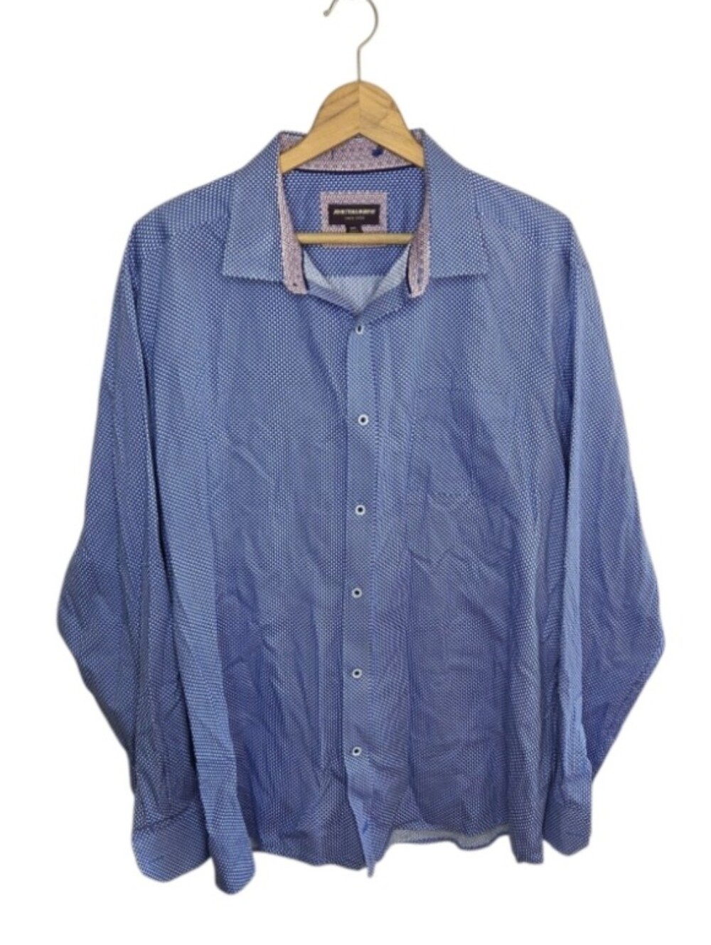 Johnston & Murphy Blue White Tiny Patterned Cotton Dress Shirt Size XXL Office